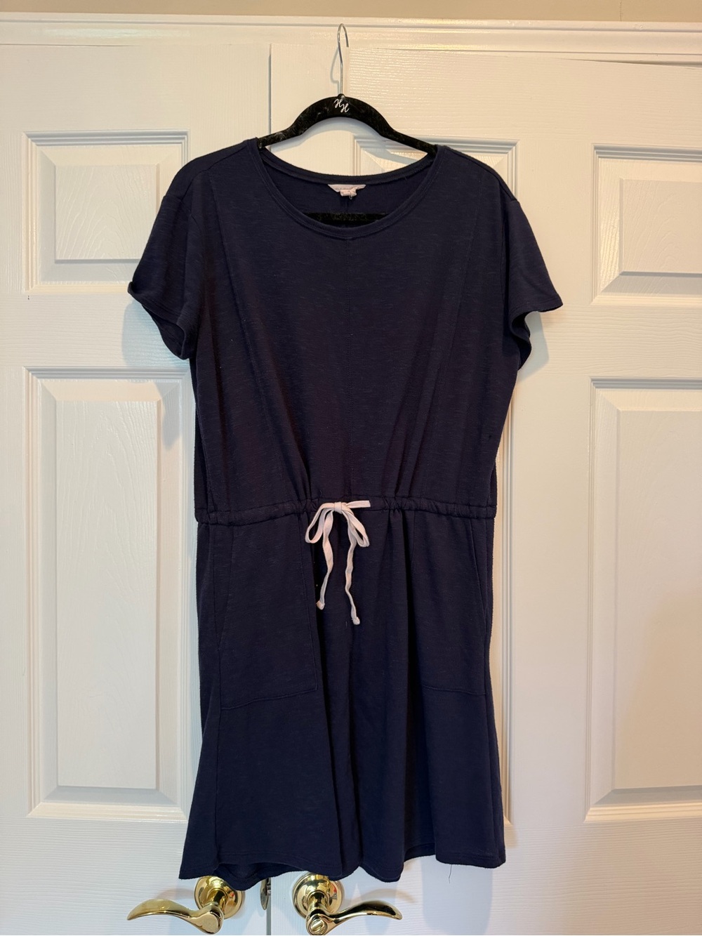 Caslon Navy Blue Short Sleeve Drawstring Jersey T-Shirt Mini Dress PM